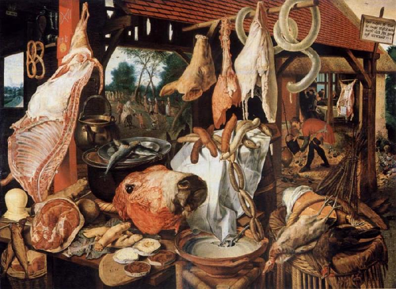 Pieter Aertsen Butcher sale state with flight nacb Agypten China oil painting art